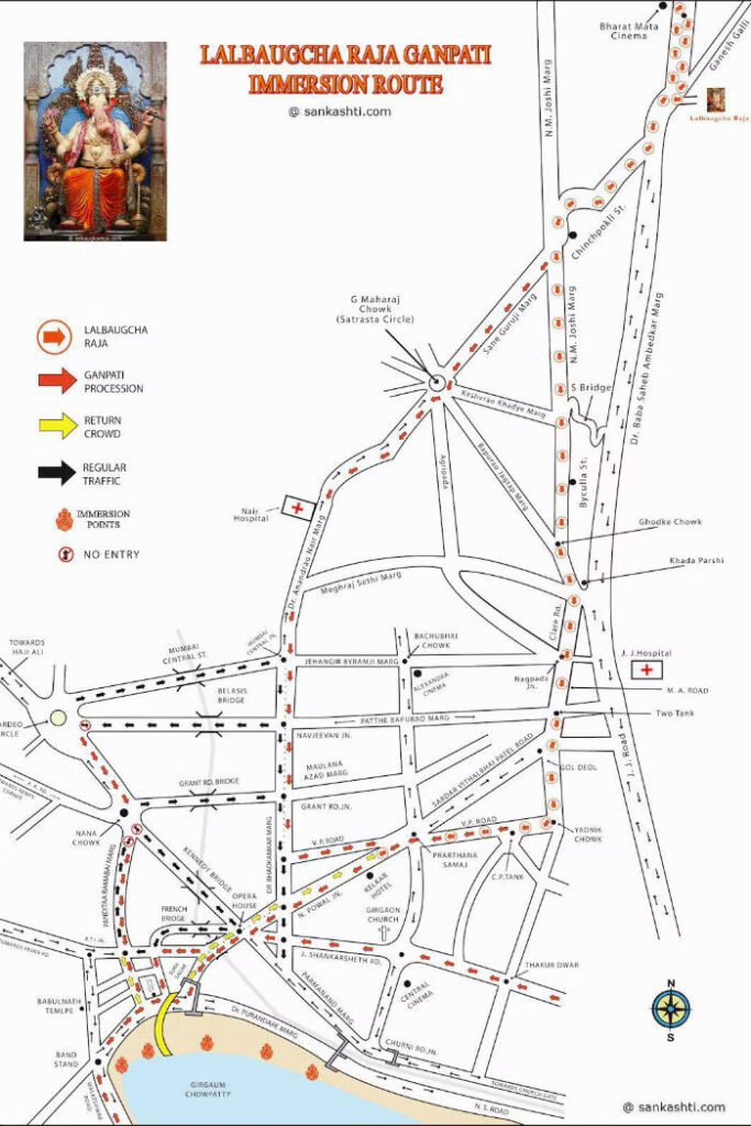 Lalbaug Cha Raja Visarjan 2025 Procession Route Map