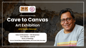 Cave to Canvas by Gautam Mazumdar art exhibition at Kamal Nayan Bajaj Gallery, Mumbai showcasing 24 paintings inspired by ancient and modern art.